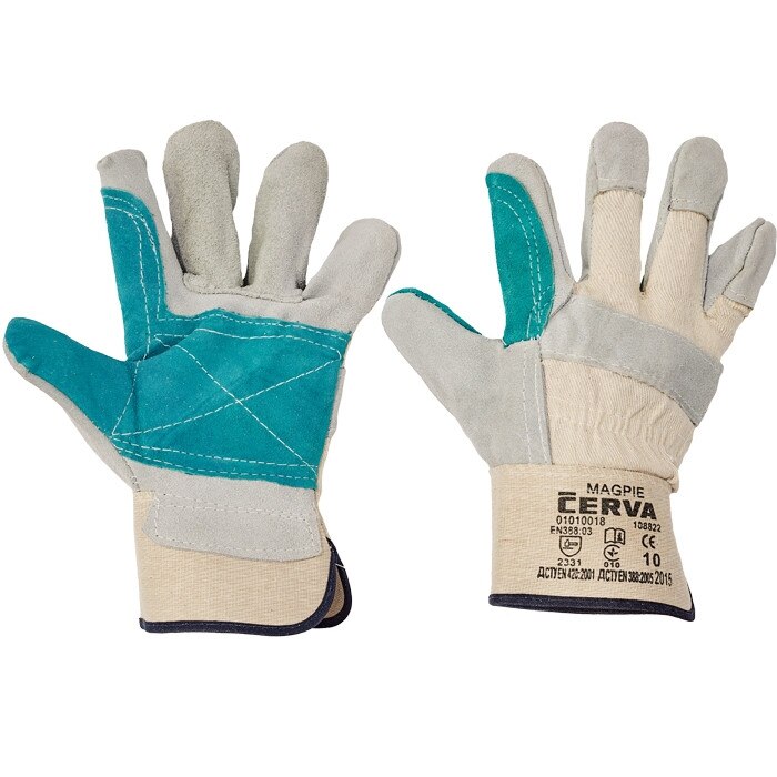 Manusi combinate ALB-VERDE CERVA,12 bucati, XL