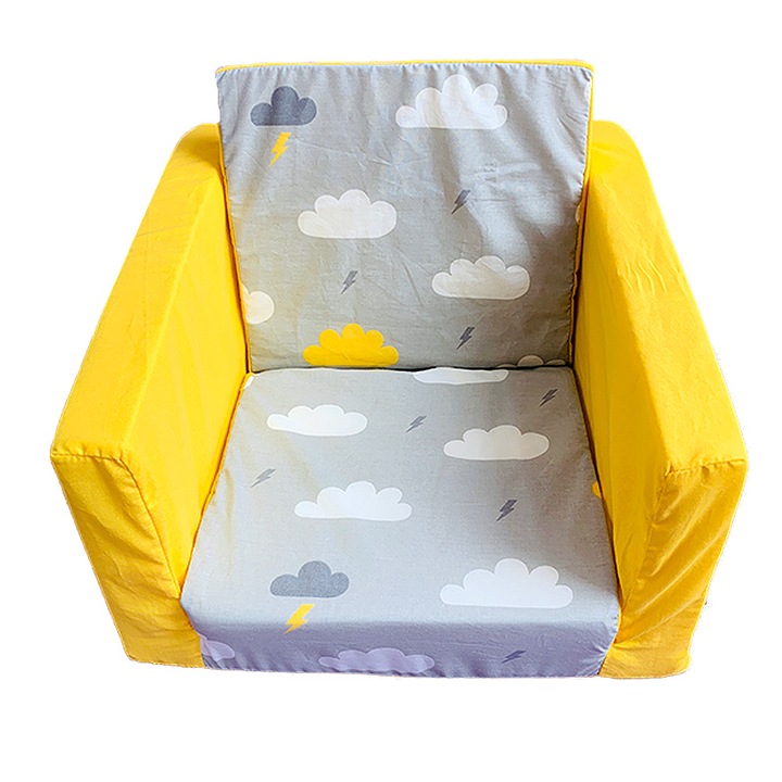 Fotoliu din burete extensibil pentru copii cu norisori, multicolor, 2.5 Kg