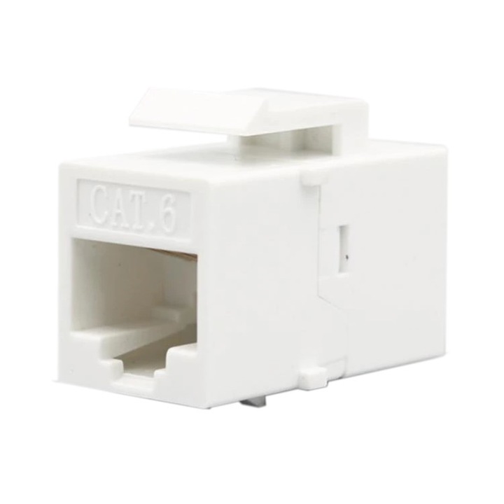 ACTIVE Adapter / Hálózati kábel hosszabbító csatlakozó, Cat 6, Fehér, UTP / FTP / RJ45, Internetkábel-bővítő, 6 gigabites csatoló, Aranyozott érintkeződugó