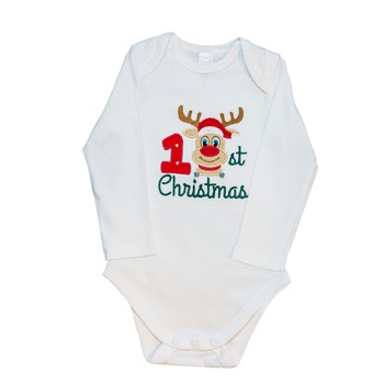 Body personalizat prin broderie, bumbac 100%, Alb Body personalizat prin broderie, bumbac 100%, Alb