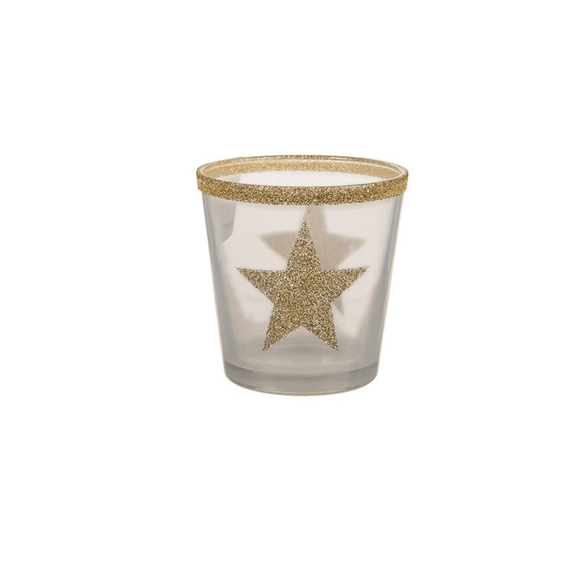 Suport decorativ cu sclipici pentru lumanare - ca. 7,5 x 7,5 cm, Radar 938923,Auriu