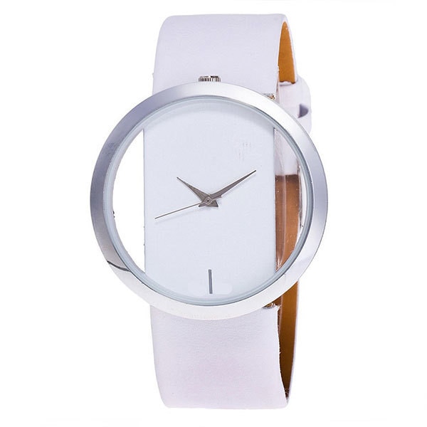 Ceas Dama Quartz Geneva Casual Elegant Alb, CP9218AB, curea din piele, afisaj analog