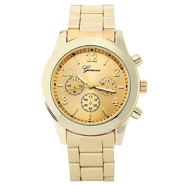 Ceas Dama Quartz Geneva Casual Elegant Gold, CP9211GD, curea din metal (zale), afisaj analog