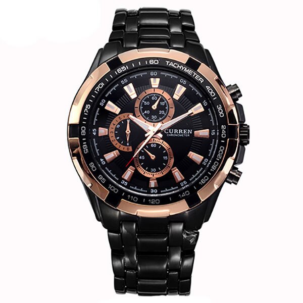 Ceas Barbatesc Quartz Curren Casual Elegant Rosegold-negru, CP9613RNU, curea din metal (zale), afisaj analog