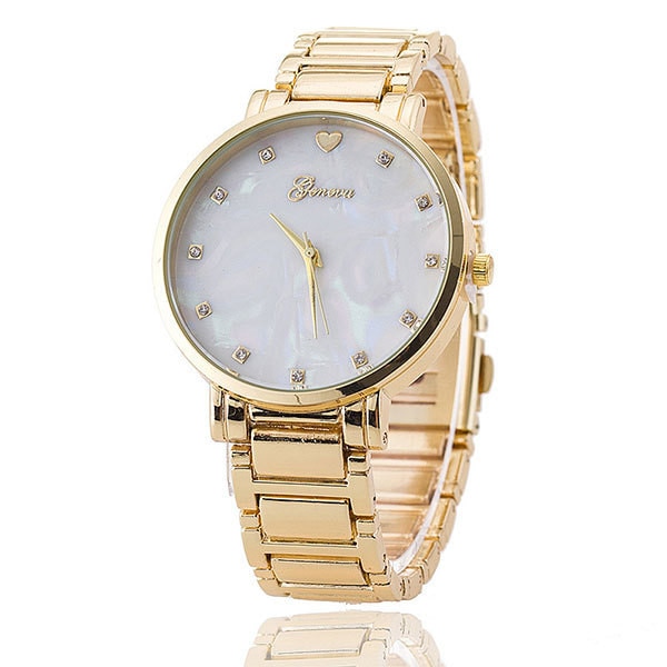 Ceas Dama Quartz Geneva Casual Elegant Gold, CP9799GD, curea din metal (zale), afisaj analog