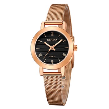 Ceas Geneva Dama Quartz Casual Elegant Rosegold-negru, PN999256RNU, curea din metal (mesh), afisaj Analog Ceas Geneva Dama Quartz Casual Elegant Rosegold-negru, PN999256RNU, curea din metal (mesh), afisaj Analog