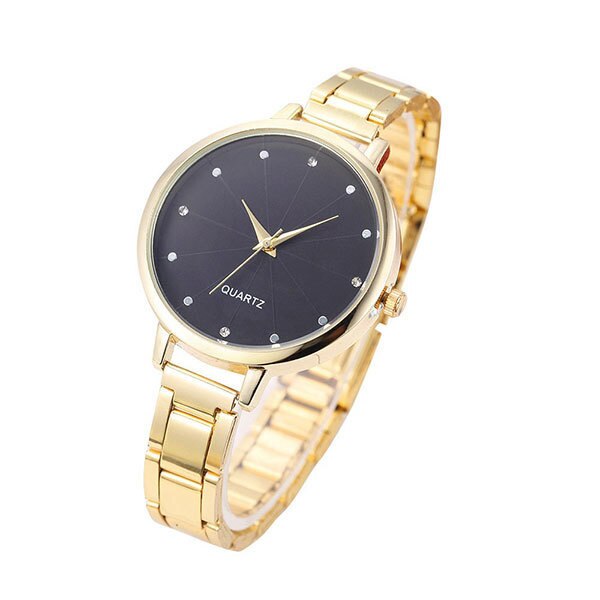 Ceas Dama Quartz Viser Casual Elegant Gold-negru, CP99699GNU, curea din metal (zale), afisaj analog