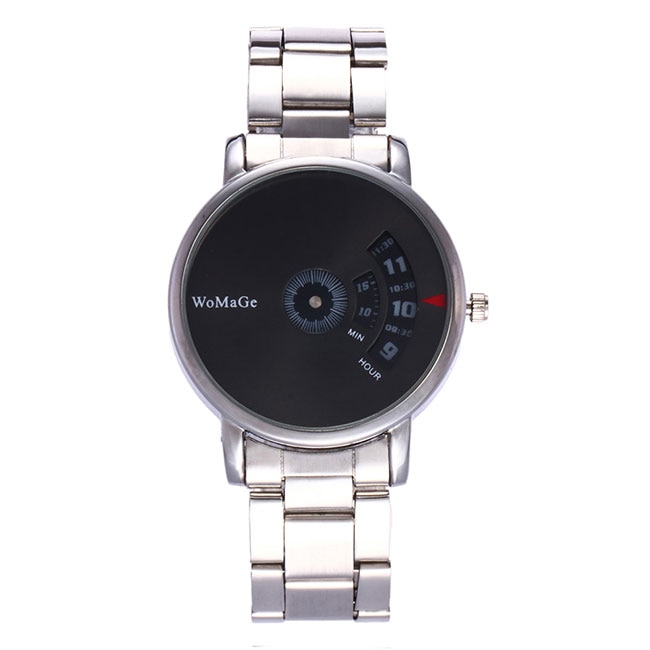 Ceas WoMaGe Unisex Quartz Casual Elegant Negru, PN999358NU, curea din metal (zale), afisaj Analog