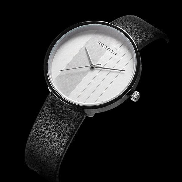 Ceas Unisex Quartz REBIRTH Casual Elegant Alb-negru, CP9842ANU, curea din piele, afisaj analog