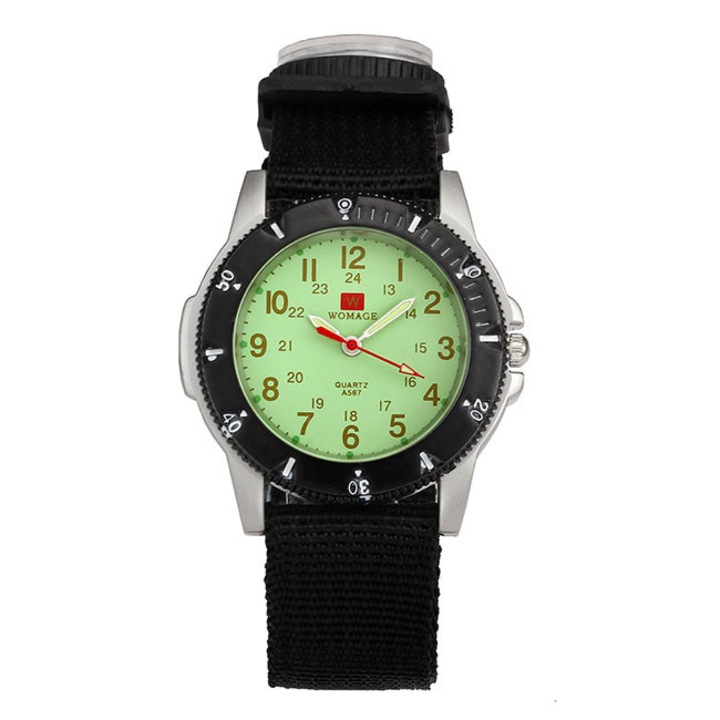 Ceas Unisex Quartz WoMaGe Casual Elegant Verde-mint, CP9999VMT, curea din textil, afisaj analog