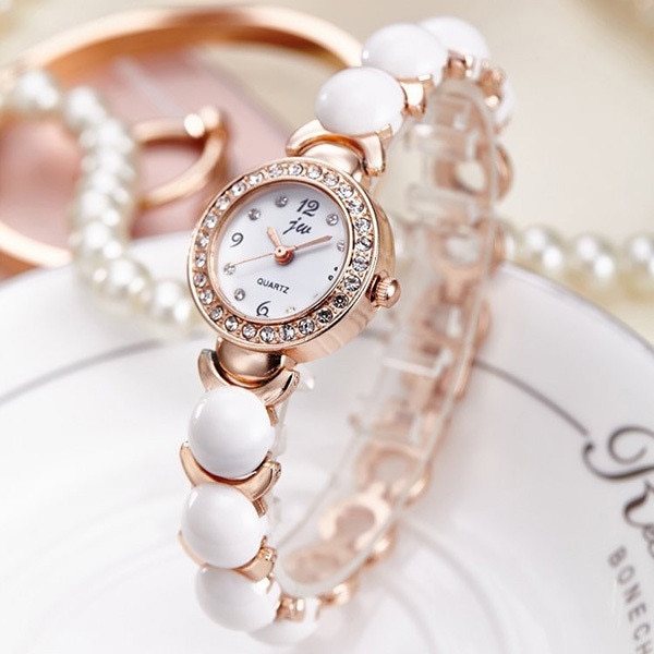 Ceas Dama Quartz jw Casual Elegant Alb, CP9896AB, curea din metal (zale), afisaj analog