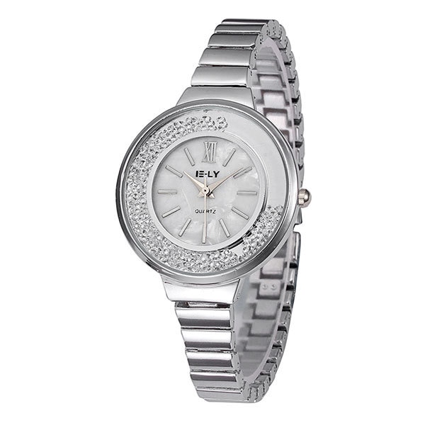 Ceas E-LY Dama Quartz Casual Elegant Silver, PN999976SR, curea din metal (zale), afisaj Analog