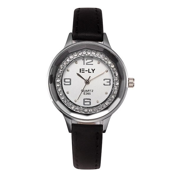Ceas Dama Quartz E-LY Casual Elegant Negru, CP9271NU, curea din piele, afisaj analog