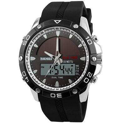 Ceas SKmei Barbatesc Quartz Casual Elegant Silver, PN999782SR, curea din silicon, afisaj Hibrid