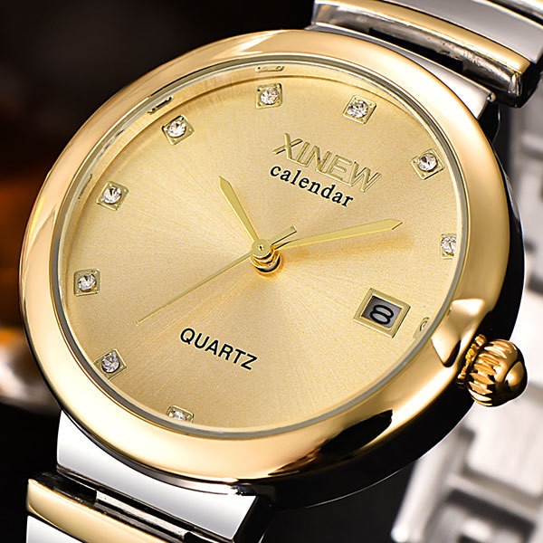Ceas Dama Quartz XINEW Casual Elegant Gold, CP9869GD, curea din metal (zale), afisaj analog