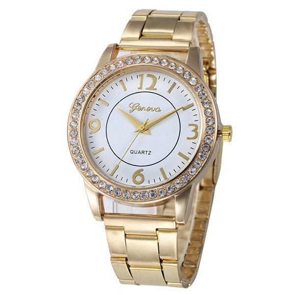Ceas Geneva Dama Quartz Casual Elegant Alb, PN999884AB, curea din metal (zale), afisaj Analog
