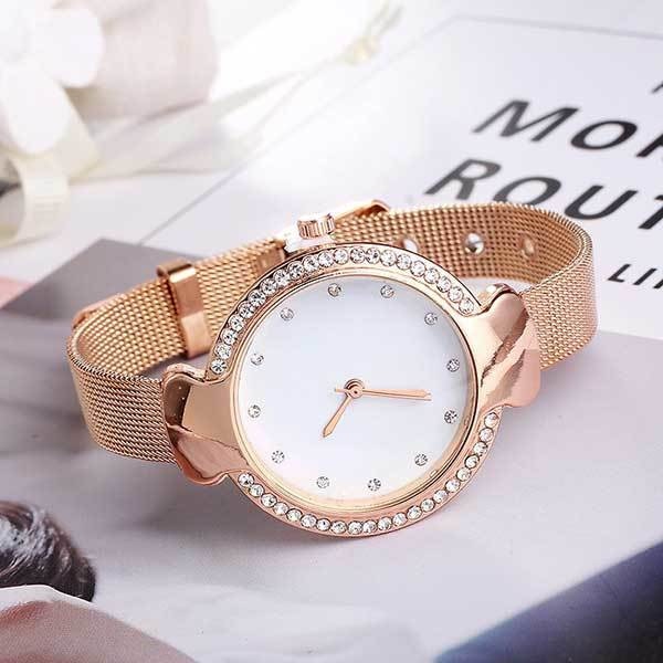 Ceas Dama Quartz Viser Casual Elegant Rosegold-alb, CP99401RAB, curea din metal (mesh), afisaj analog