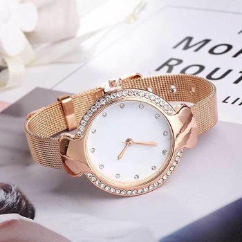 Ceas Dama Quartz Viser Casual Elegant Rosegold-alb, CP99401RAB, curea din metal (mesh), afisaj analog Ceas Dama Quartz Viser Casual Elegant Rosegold-alb, CP99401RAB, curea din metal (mesh), afisaj analog