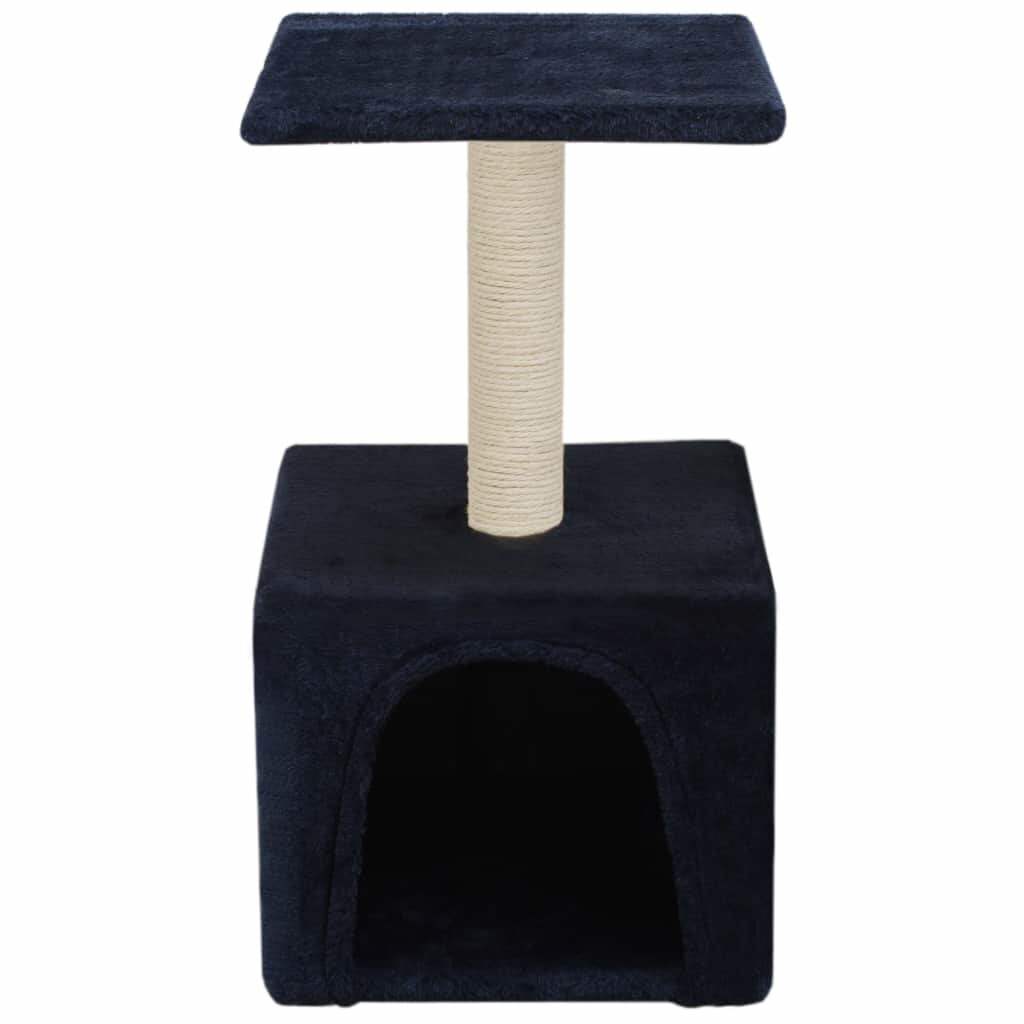 Ansamblu de joaca pentru pisici, vidaXL, Plus, 55 cm, Albastru, stalp cu funie de sisal