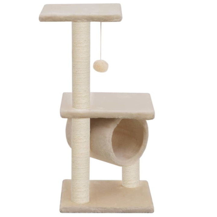 Ansamblu de joaca pentru pisici, vidaXL, Plus, stalpi funie de sisal, 65 cm, Bej