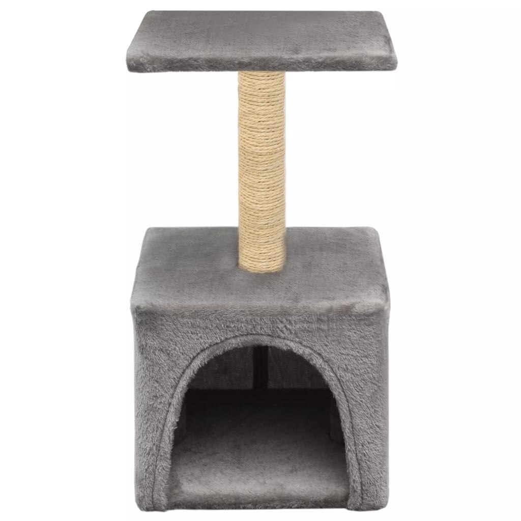 Ansamblu de joaca pentru pisici, vidaXL, Plus, 55 cm, Gri, stalp cu funie de sisal
