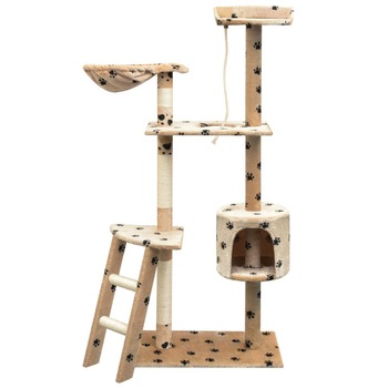 Ansamblu de joaca pentru pisici, cu imprimeu de labute, vidaXL, Plus, 97 x 40 x 150 cm, bej Ansamblu de joaca pentru pisici, cu imprimeu de labute, vidaXL, Plus, 97 x 40 x 150 cm, bej