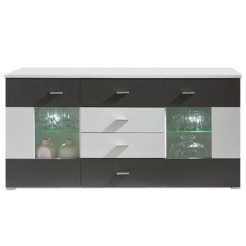 Vitrina Genarom WenecjaJ 2 , Alb Lucios / Grafit Lucios, 164 x 81 x 45 cm Vitrina Genarom WenecjaJ 2 , Alb Lucios / Grafit Lucios, 164 x 81 x 45 cm