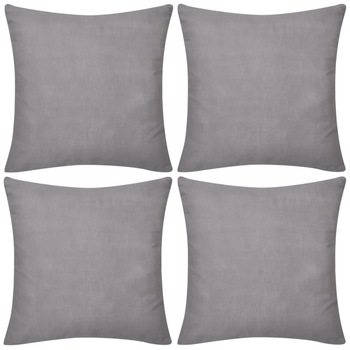 Set de 4 huse pentru perne decorative, vidaXL, Bumbac, 80 x 80 cm, Gri Set de 4 huse pentru perne decorative, vidaXL, Bumbac, 80 x 80 cm, Gri