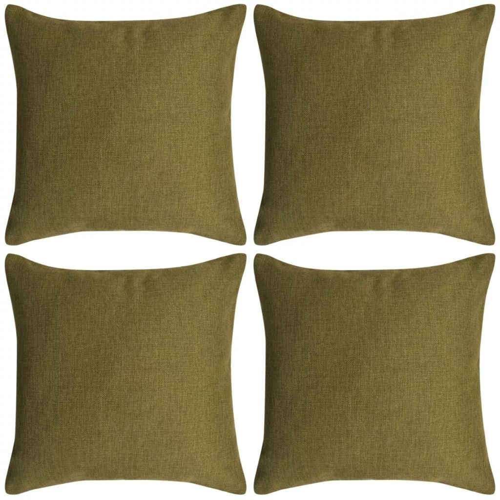 Set de 4 huse pentru perne decorative, vidaXL, In, 80 x 80 cm, Verde