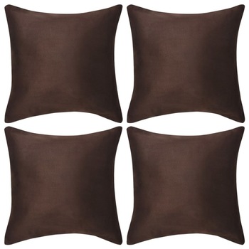 Set de 4 huse de perna decorativa, vidaXL, Poliester - imitatie piele intoarsa, 50 x 50 cm, Maro Set de 4 huse de perna decorativa, vidaXL, Poliester - imitatie piele intoarsa, 50 x 50 cm, Maro