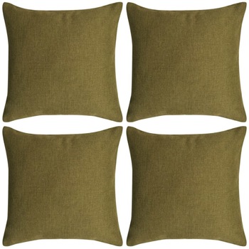 Set de 4 huse de perne decorative, vidaXL, Panza, 40 x 40 cm, Verde kaki Set de 4 huse de perne decorative, vidaXL, Panza, 40 x 40 cm, Verde kaki