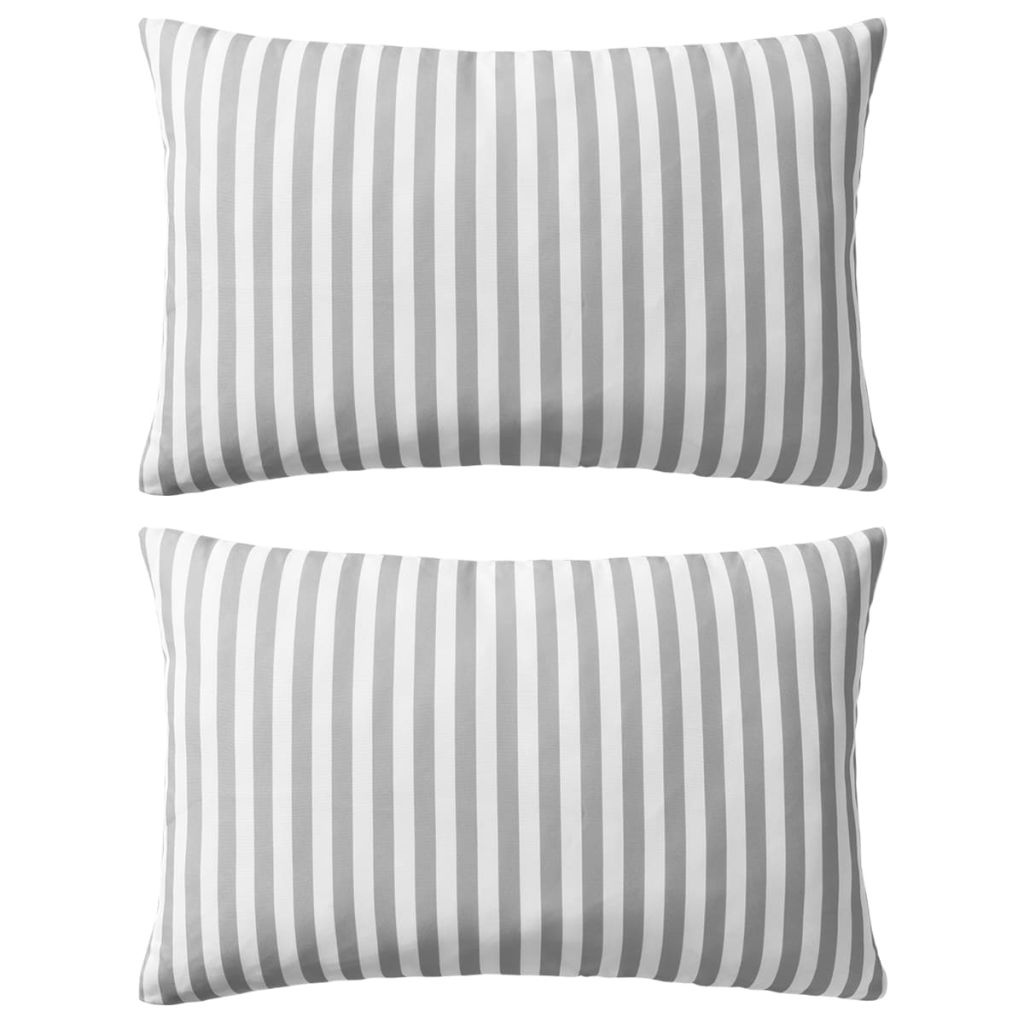 Set de 2 perne de exterior cu model dungi, vidaXL, Poliester, 60 x 40 cm, Gri
