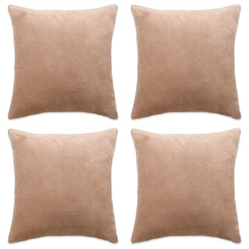 Set de 4 huse pentru perne decorative, vidaXL, Velur, 40 x 40 cm, Bej Set de 4 huse pentru perne decorative, vidaXL, Velur, 40 x 40 cm, Bej