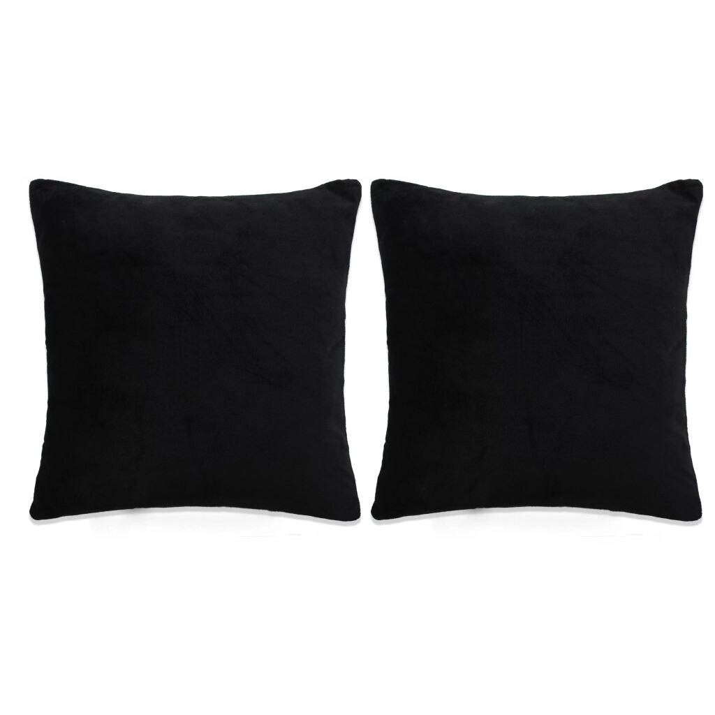 Set de 2 perne decorative, vidaXL, Velur, 45 x 45 cm, Negru