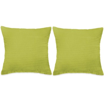 Set de 2 perne decorative, vidaXL, Velur cu model patratele, 60 x 60 cm, Verde Set de 2 perne decorative, vidaXL, Velur cu model patratele, 60 x 60 cm, Verde