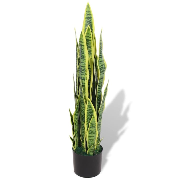 Изкуствено растение сансевиера със саксия vidaXL, Пластмаса, 90 см, Зелен