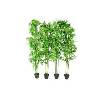 Set de 4 plante artificiale tip bambus, vidaXL, Plastic, 190 cm, Verde deschis Set de 4 plante artificiale tip bambus, vidaXL, Plastic, 190 cm, Verde deschis