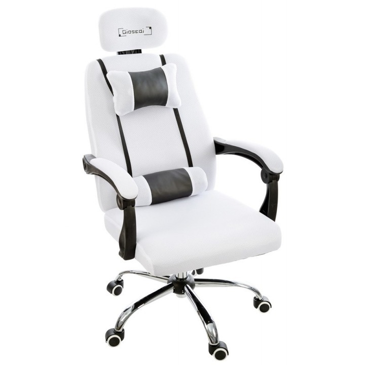 Офис стол Mobplayers Zen-Giosedi, Бяло, ТФункция "Sezlong", Вентилирана материя