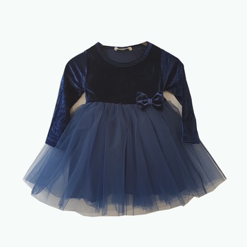 Rochita eleganta din catifea si tiul,Bleumarin, Bleumarin, 92 CM Rochita eleganta din catifea si tiul,Bleumarin, Bleumarin, 92 CM