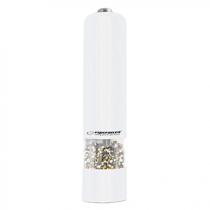 Електрическа мелничка Esperanza Malabar EKP001W, LED, Работа с 1 бутон, Бял