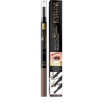 Creion multifunctional pentru sprancene Eveline Cosmetics, Brow Styler, 02 dark brown Creion multifunctional pentru sprancene Eveline Cosmetics, Brow Styler, 02 dark brown