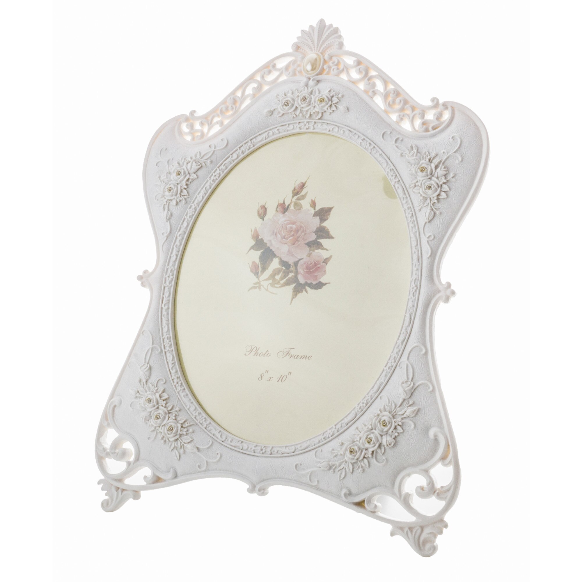 Rama foto ABE, design clasic elegant, culoare alba, realizata din rasina, 36 cm