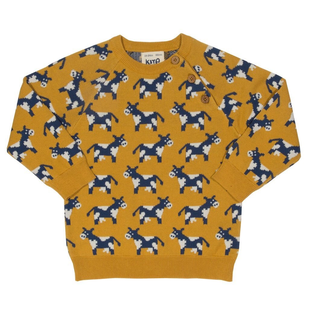 Pulover tricotat, kite, Galben