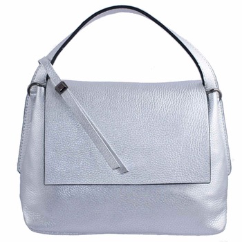 Poseta dama, din piele naturala, marca Desisan, 1491-18-26, argintiu Poseta dama, din piele naturala, marca Desisan, 1491-18-26, argintiu