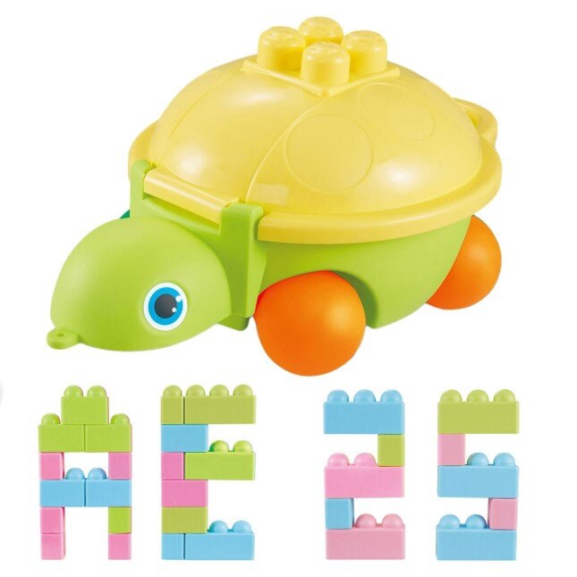 Cuburi in broscuta , 23 de piese de construit multicolore pentru copii , 31x21x17 cm