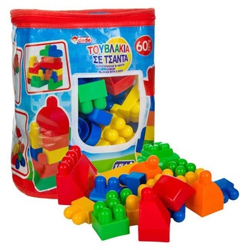 Cuburi in husa multicolora pentru copii , 26x30 cm , set de construit , 60 de piese Cuburi in husa multicolora pentru copii , 26x30 cm , set de construit , 60 de piese