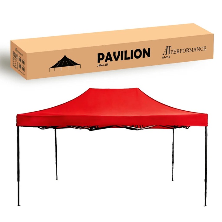 Cort Pavilion Pliabil 3×4.5m AT PERFORMANCE® – Prelata Impermeabila, Structura Metalica Solida, Rezistent la UV, Ideal pentru Evenimente in Aer Liber