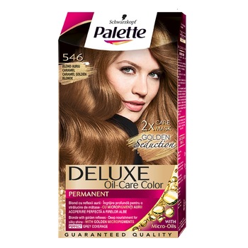 Vopsea de par permanenta Palette Deluxe 546 Blond Auriu Caramel, 135 ml Vopsea de par permanenta Palette Deluxe 546 Blond Auriu Caramel, 135 ml