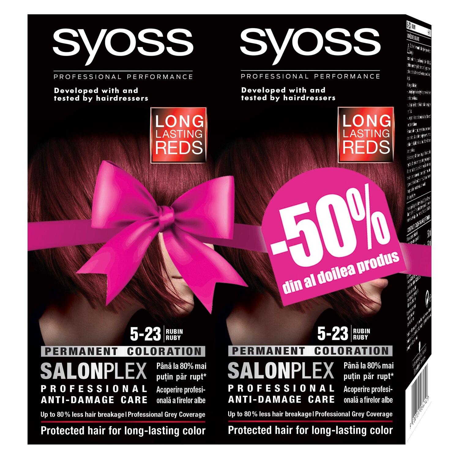 Pachet Promo: 2 x Vopsea de par permanenta Syoss Salonplex 5-23 Ruby, 2 x 115 ml
