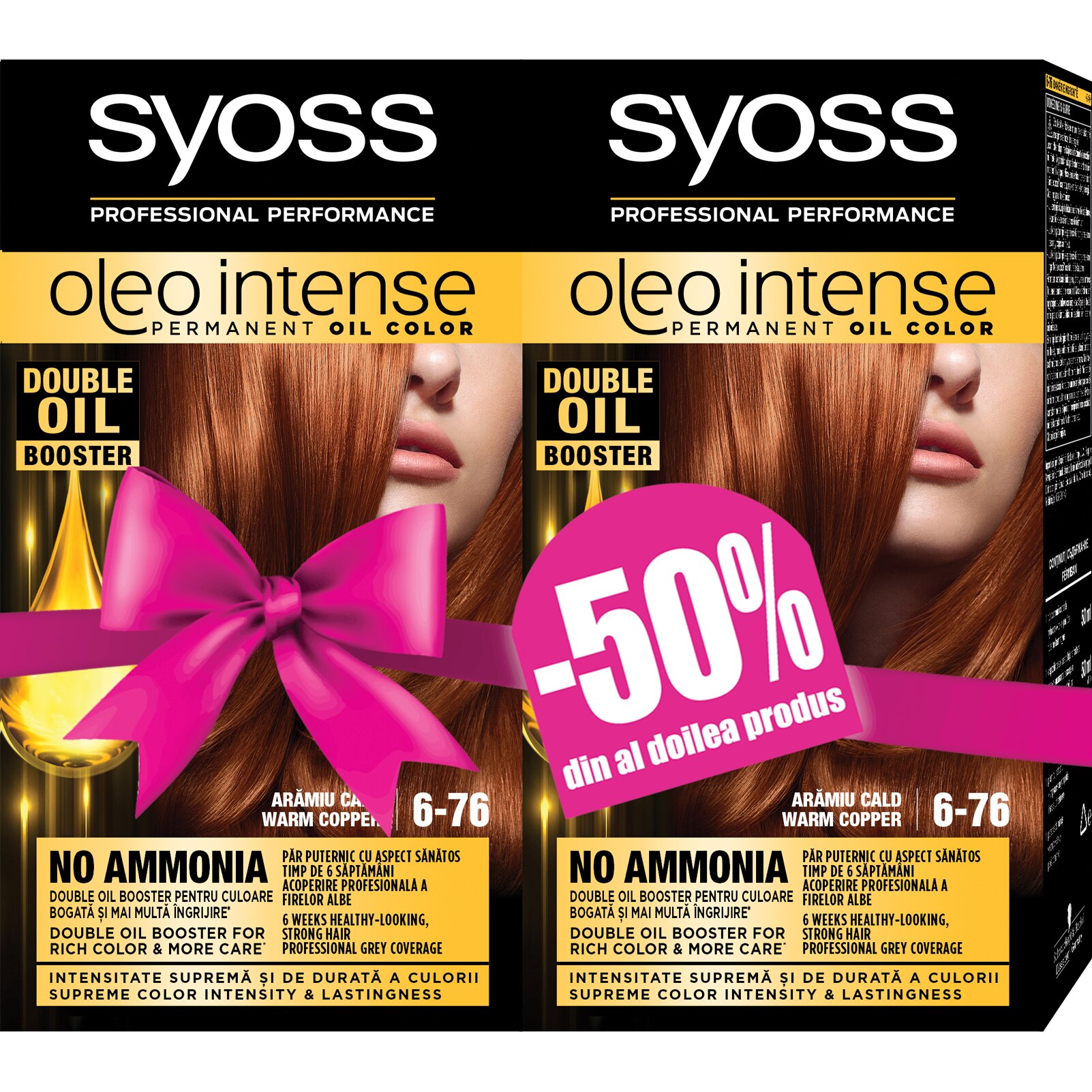 Комплект: Боя за коса Syoss Oleo Intense 6-76 Топло меден, 2 x 115 мл ...